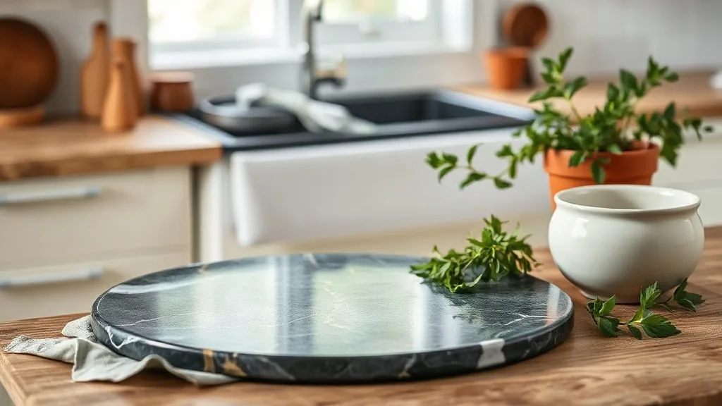 Grande assiette déco marbre noir et or : l’audace au quotidien