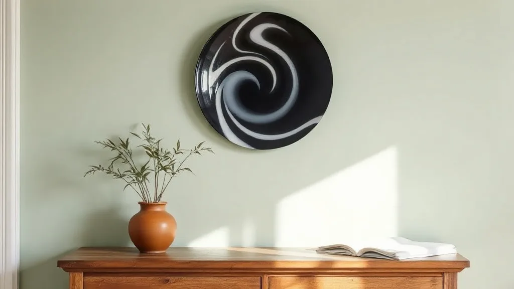 Grande assiette décorative noir et blanc : le motif tourbillon qui fait parler vos murs