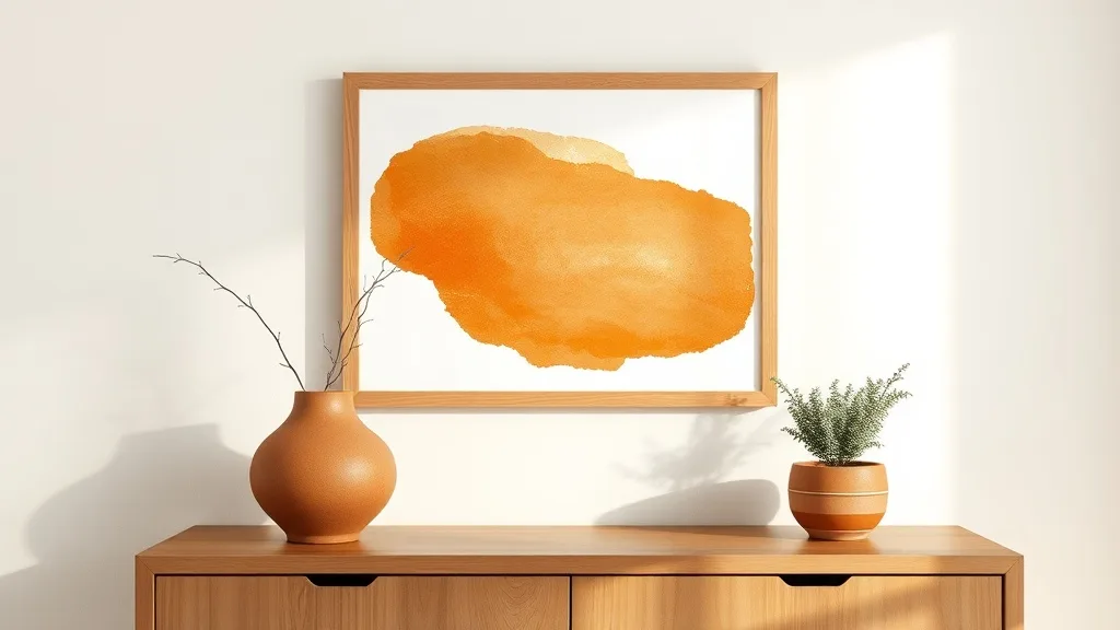 Affiche A3 abstraite ocre et blanc : l’encadrer pour durer