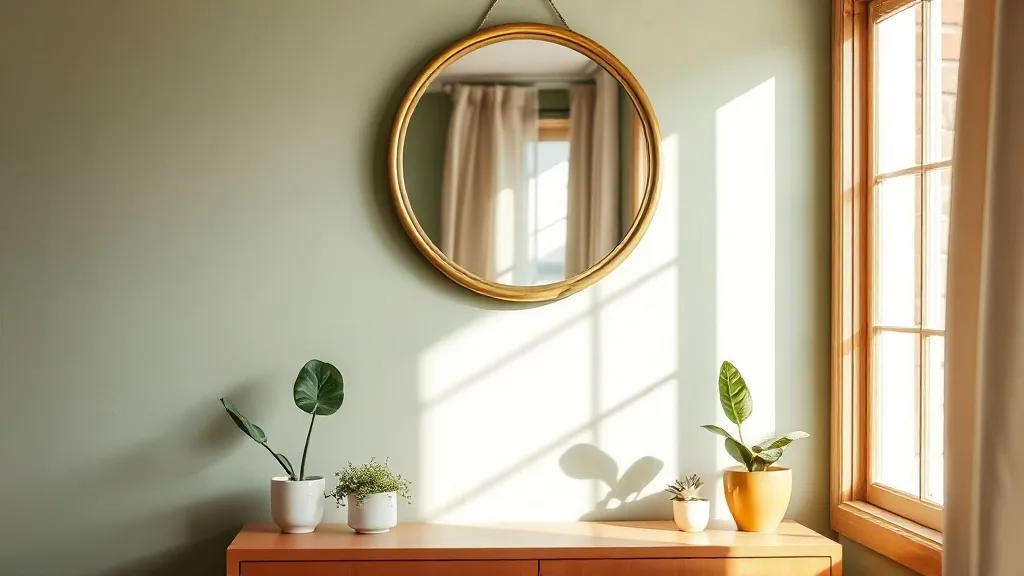 Petit miroir rond doré : le détail qui agrandit sans envahir