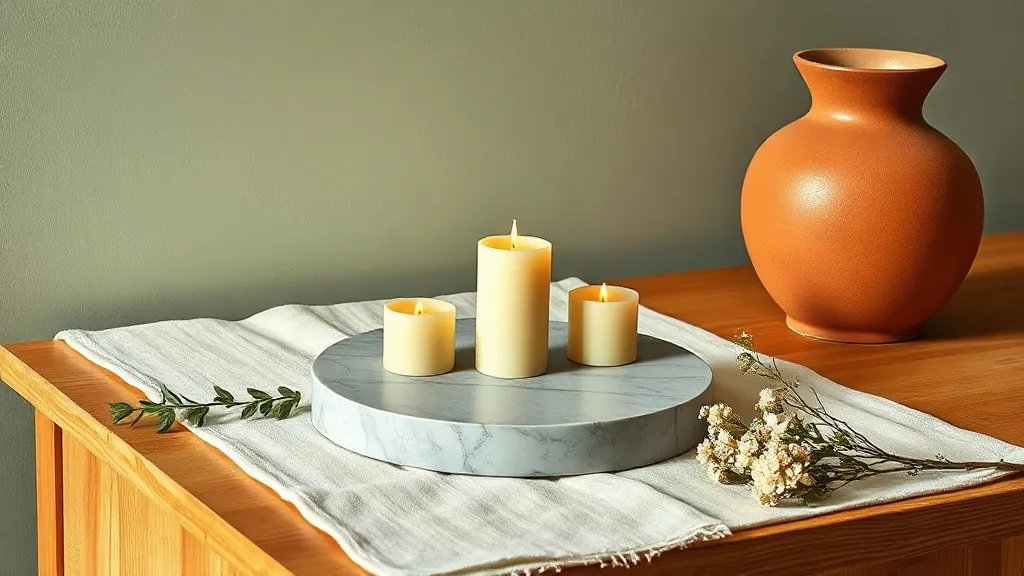 Ce petit plateau à bougies rond en marbre gris qu’on garde une vie entière