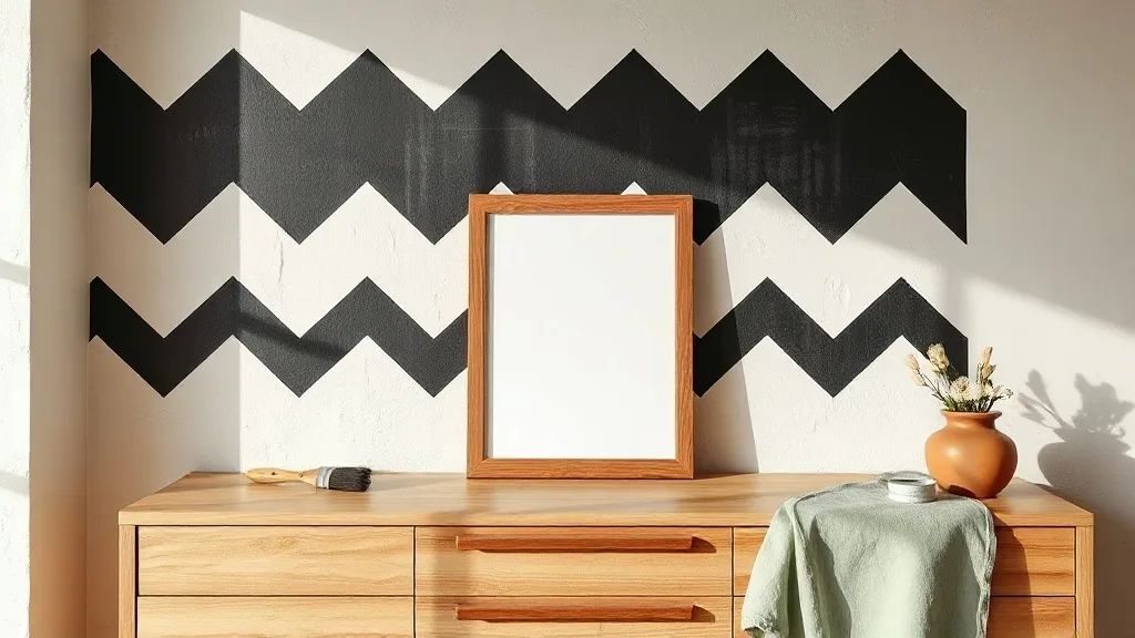 Chevron noir et blanc au mur : quand le fait main bat l’impression