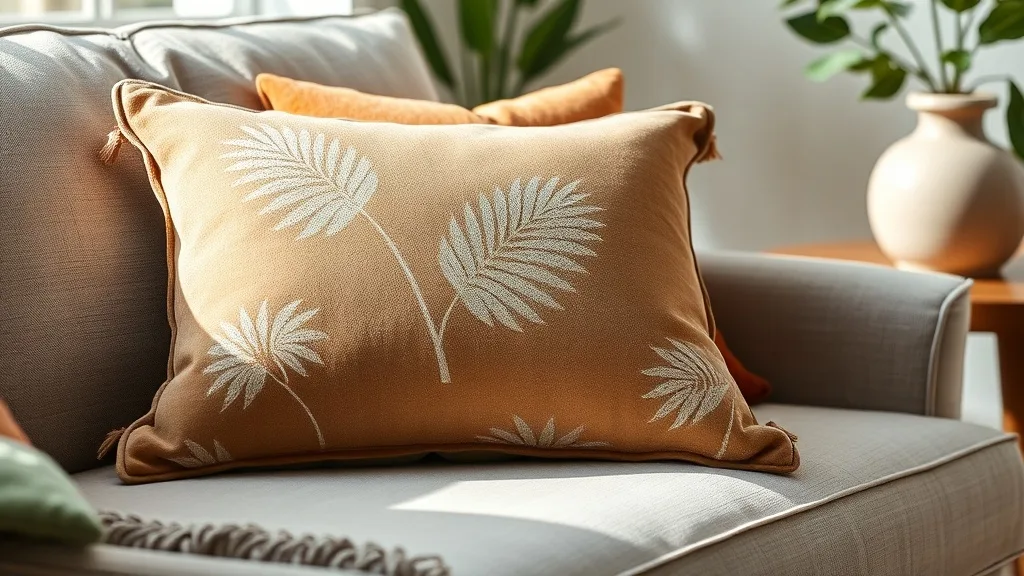 Coussin en velours motif tropical : le détails qui fait durer un salon