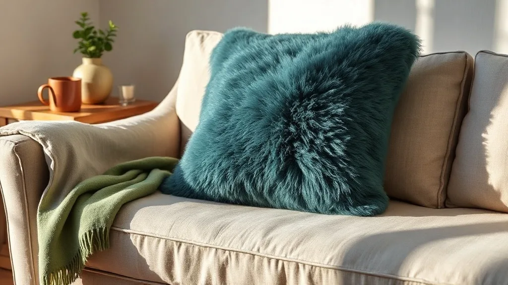 Coussin peau de mouton bleu sarcelle : un accessoire qui dure