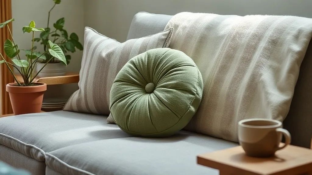 Coussin poète : le charme d’un seul bouton gris et vert qui dure