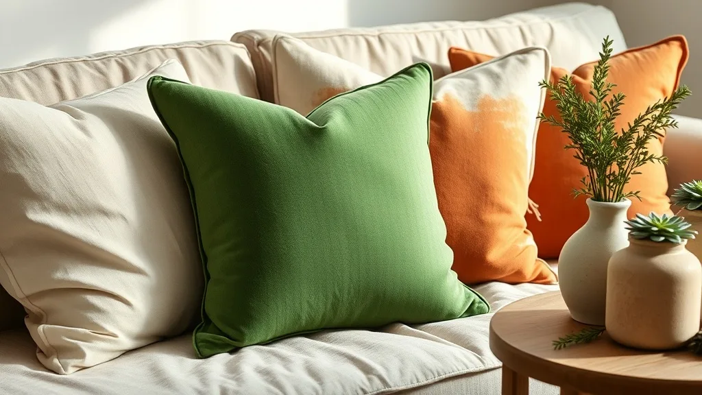 Coussin rayé Fulmar en velours vert : le garder toute une vie