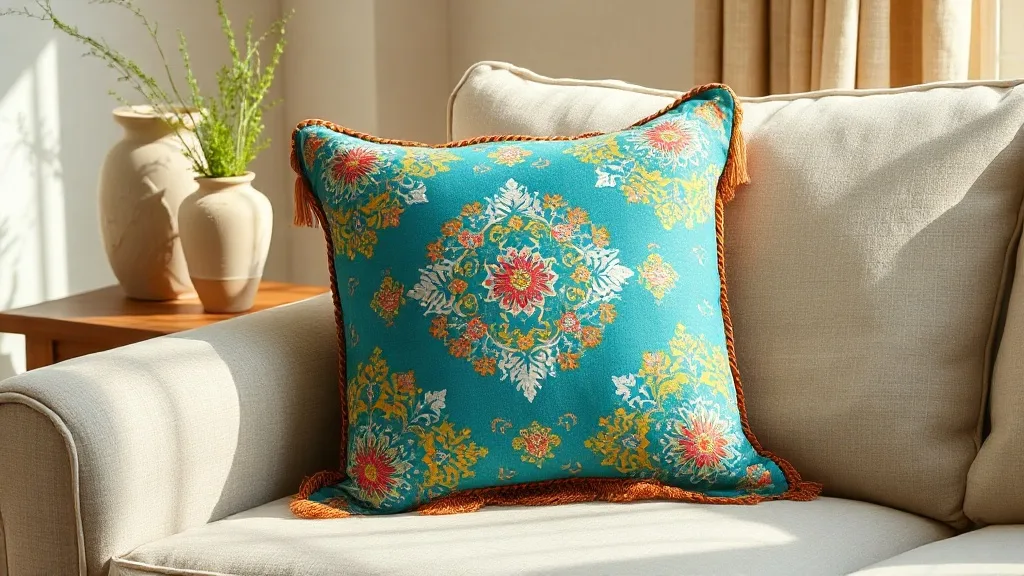 Coussin Suzani turquoise : l’artisanat textile qui dure et se répare