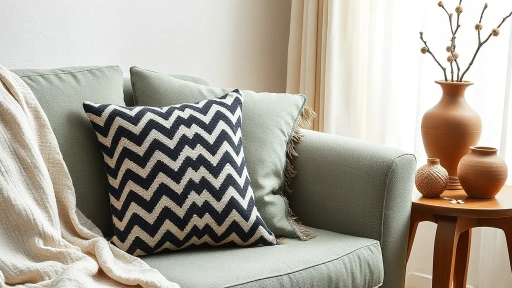 Coussin zigzag noir et blanc : le geste graphique qui ancre une pièce