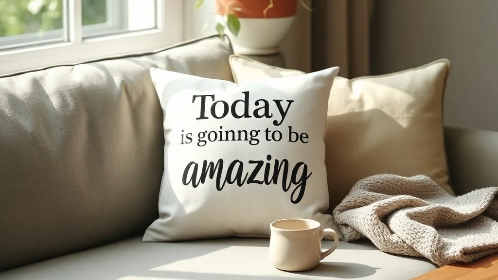 Ce coussin blanc « Today is going to be amazing » change vraiment un intérieur