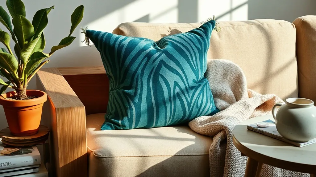Coussin zèbre en velours : pourquoi le bleu sarcelle dure