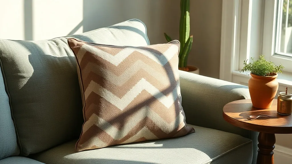 Coussin en velours chevron gris chaud : un intemporel texturé
