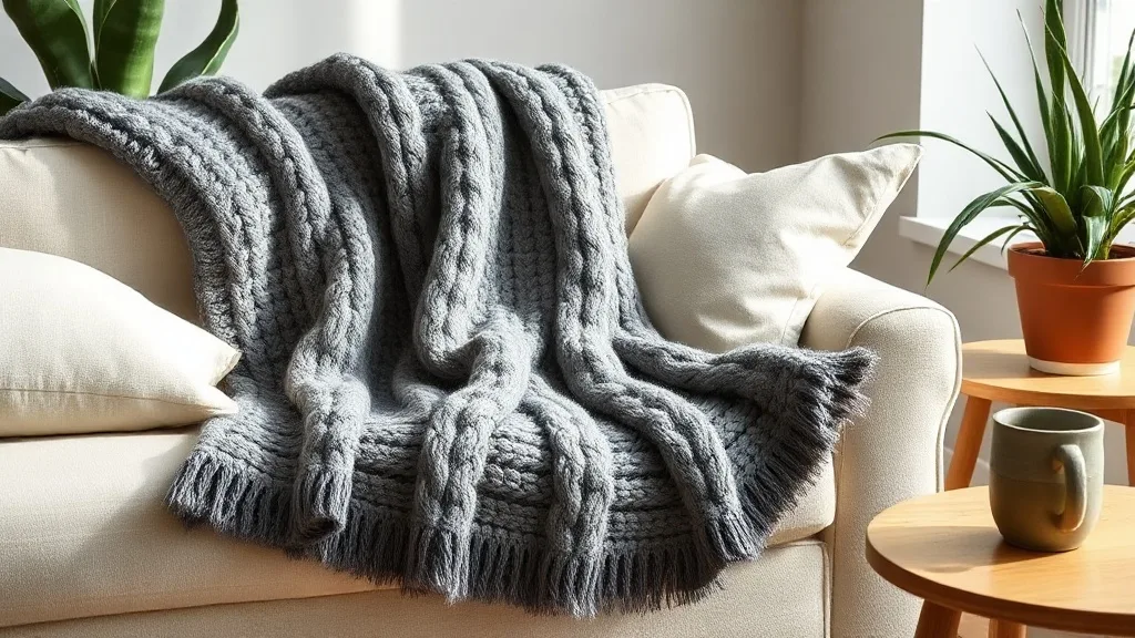 Plaid en maille texturée gris : un jeté qui dure si on l’entretient bien