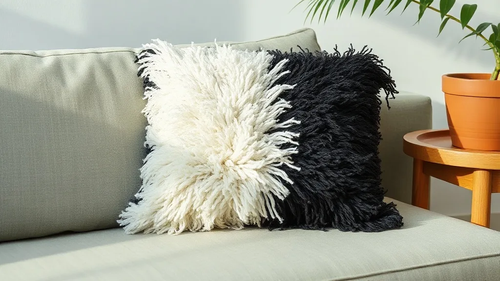 Coussin poilu en coton : le charme durable du noir et blanc