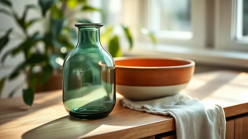 Vase décoratif en verre vert : la couleur qui structure l'espace