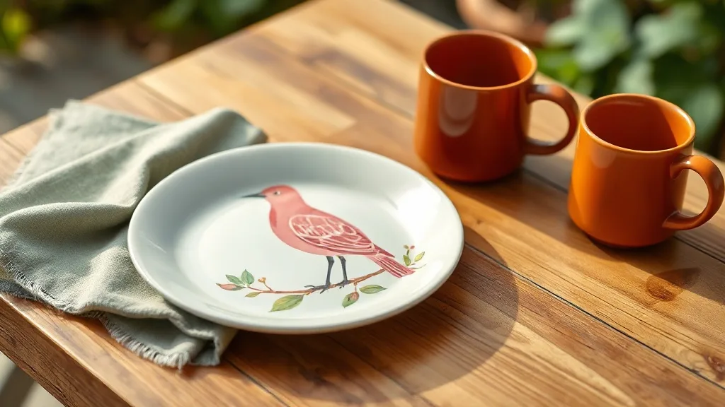 Assiette mélamine oiseau rose : charme rétro qui survit aux enfants