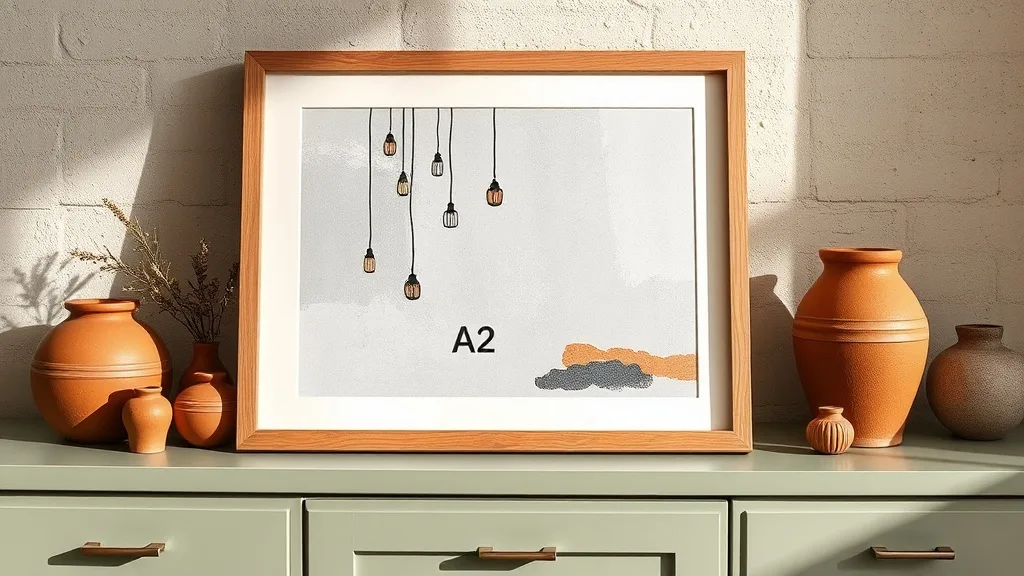 Affiche encadrée gris et cuivre A2 : l’astuce du cadre fait maison