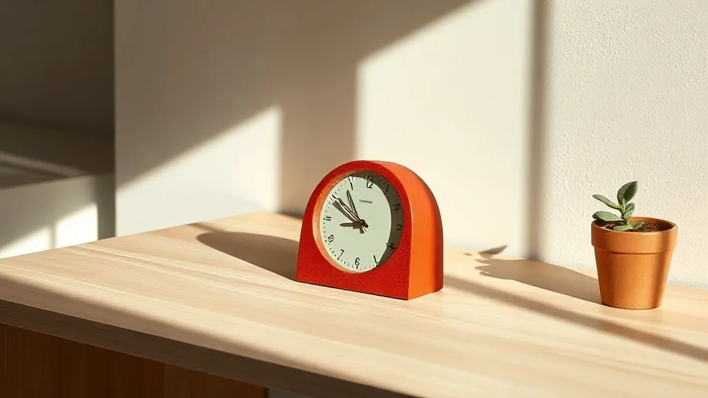 L’horloge de bureau en béton rouge : l’objet qui claque sans faire de bruit