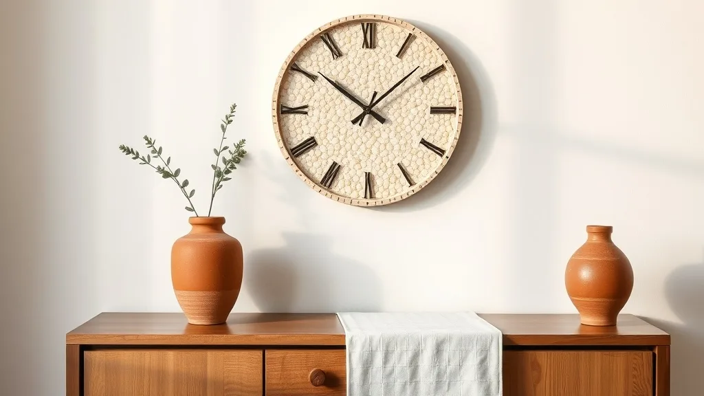 Horloge ronde en terrazzo beige : un cadran taillé pour durer