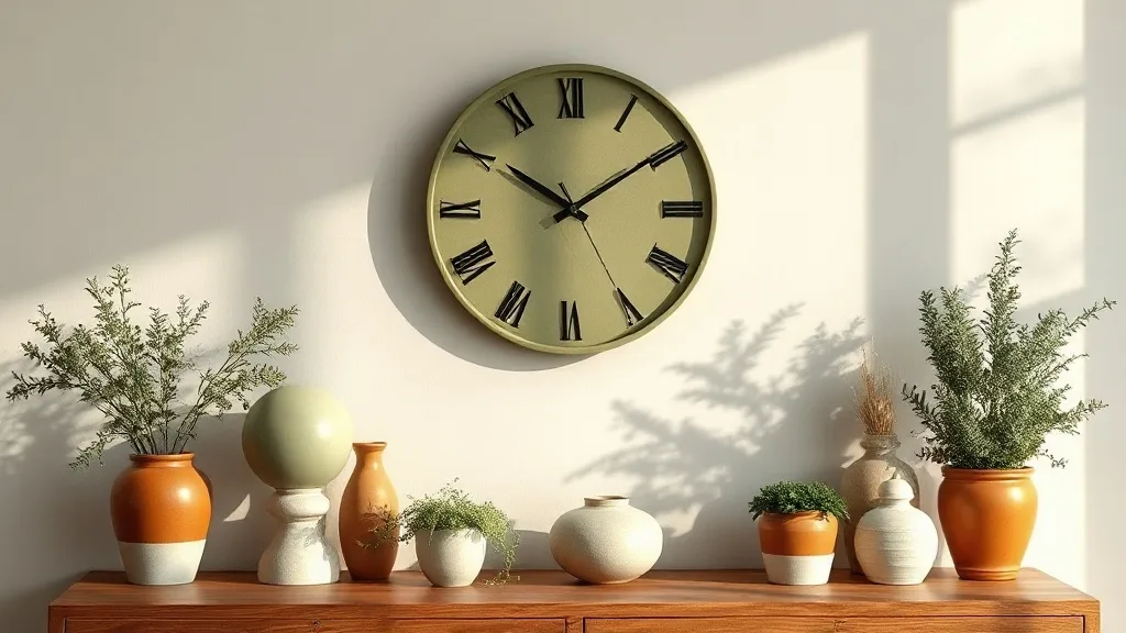Pendule Eltham ovale en métal vert olive : l’heure juste sans se démoder
