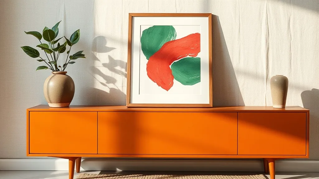 Affiche abstraite A3 vert et rouge : l'encadrement qui fait la différence