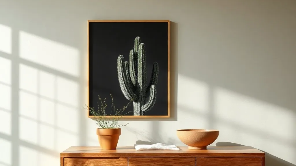 Cactus gris en affiche A2 : l’art mural qui donne de l’air sans hurler
