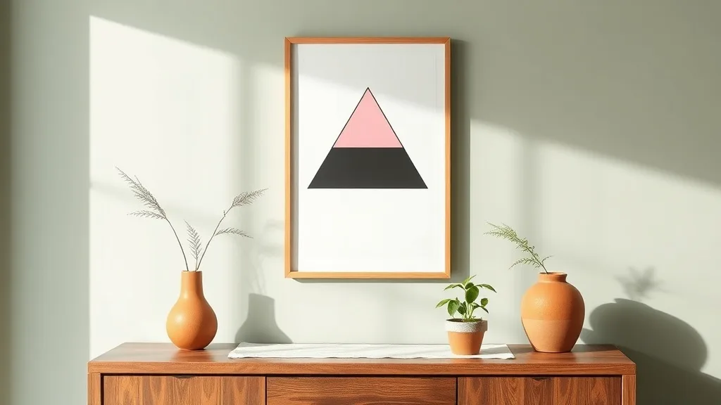 Triangle inversé noir et rose : l'encadrer pour structurer un mur
