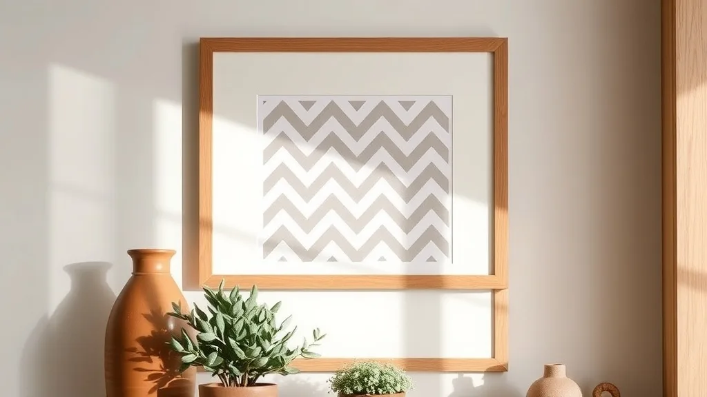 Affiche encadrée chevron gris : le cadre fait le mur
