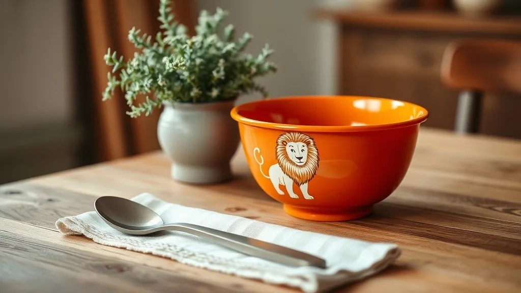 Ce bol en mélamine lion orange traverse les enfances sans prendre une ride