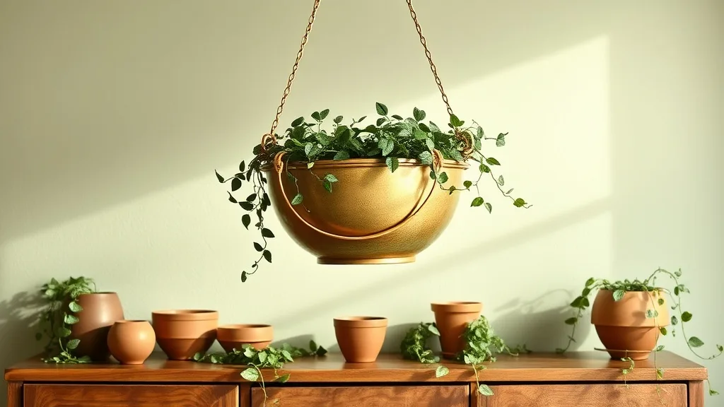Jardinière ronde en métal doré : ne la jette pas, patine-la